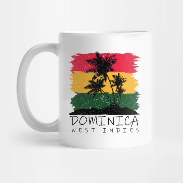 Dominica National Colors with Palm Silhouette by IslandConcepts